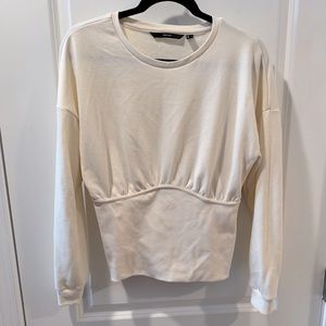 VERO MODA Cream Tapered Crop Sweatshirt